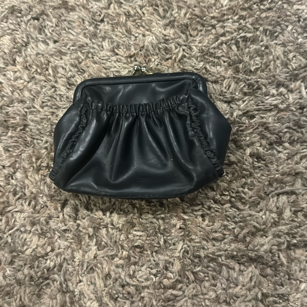 Leather Change Purse Black Vintage